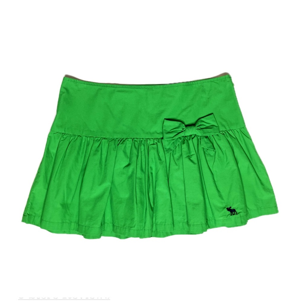 Vintage Abercrombie Green bow pleated mini skirt